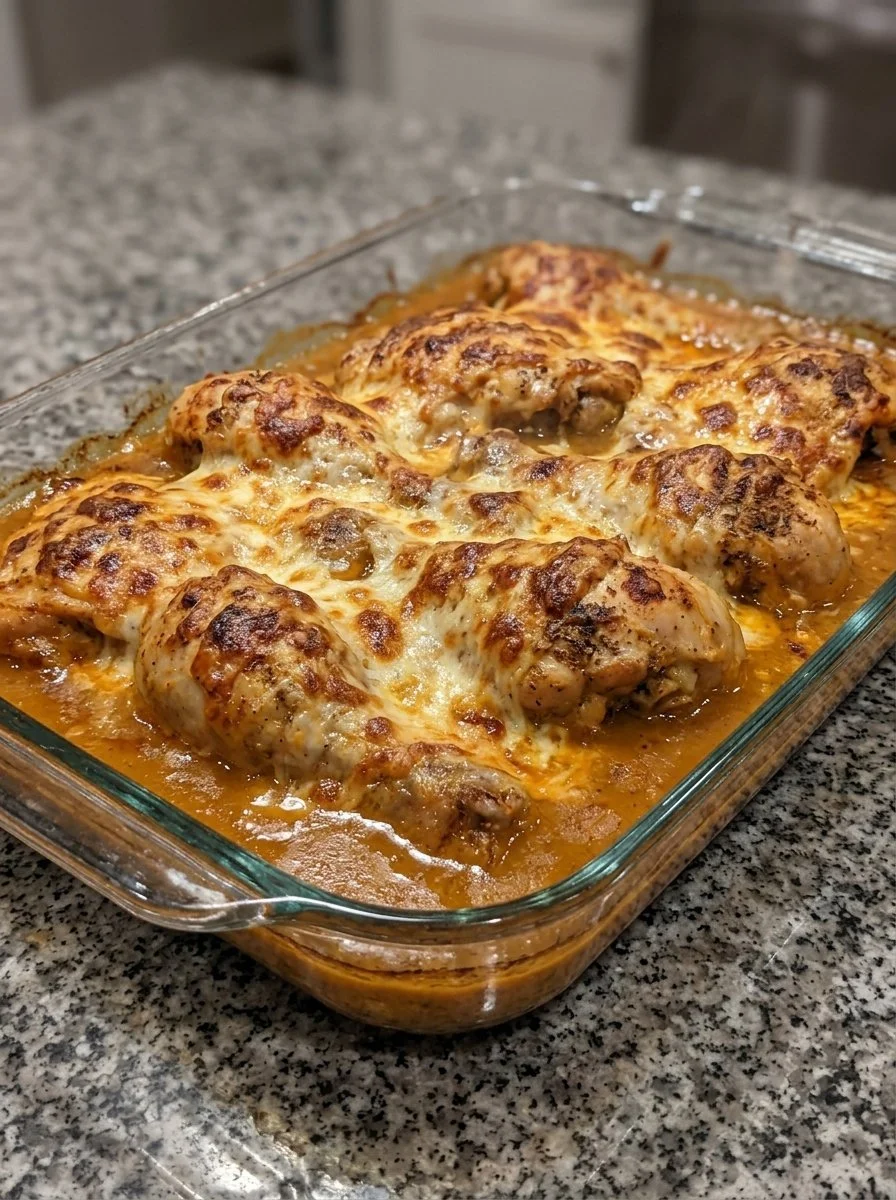 Delicious Cheesy Ranch Chicken topped with melted cheese and ranch seasoning