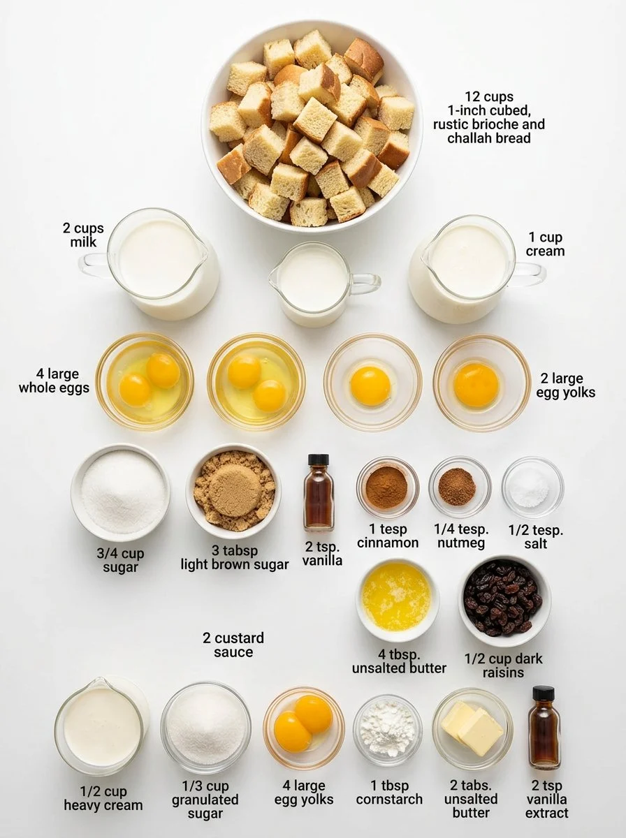 Decadent Bread Pudding with Vanilla Custard Recipe