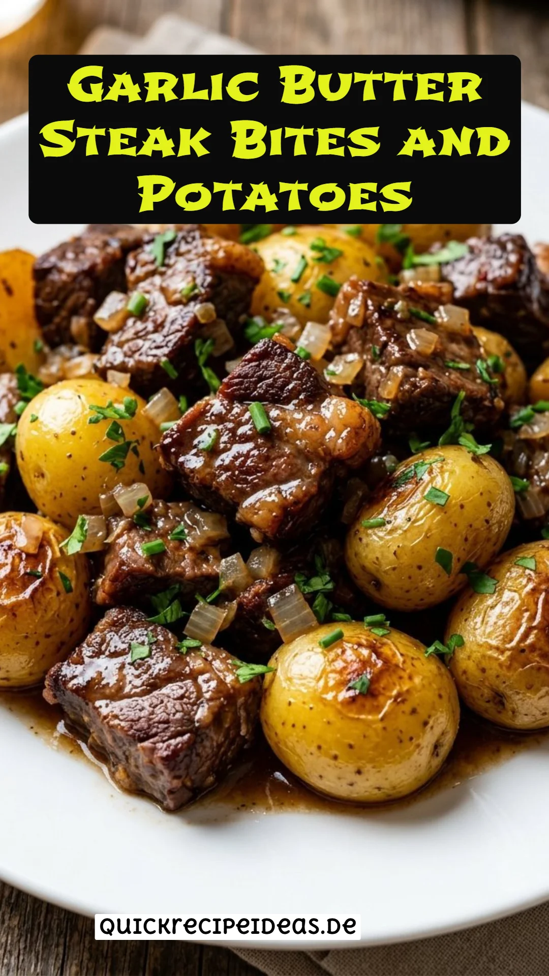 Garlic Butter Steak Bites and Potatoes