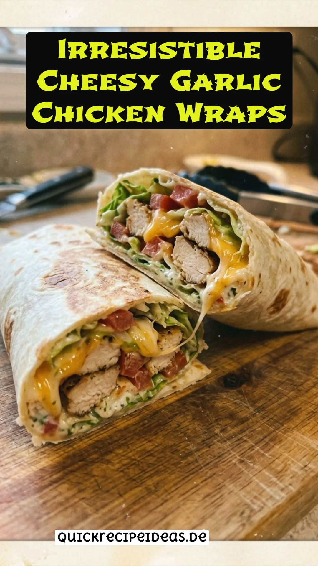 Irresistible Cheesy Garlic Chicken Wraps