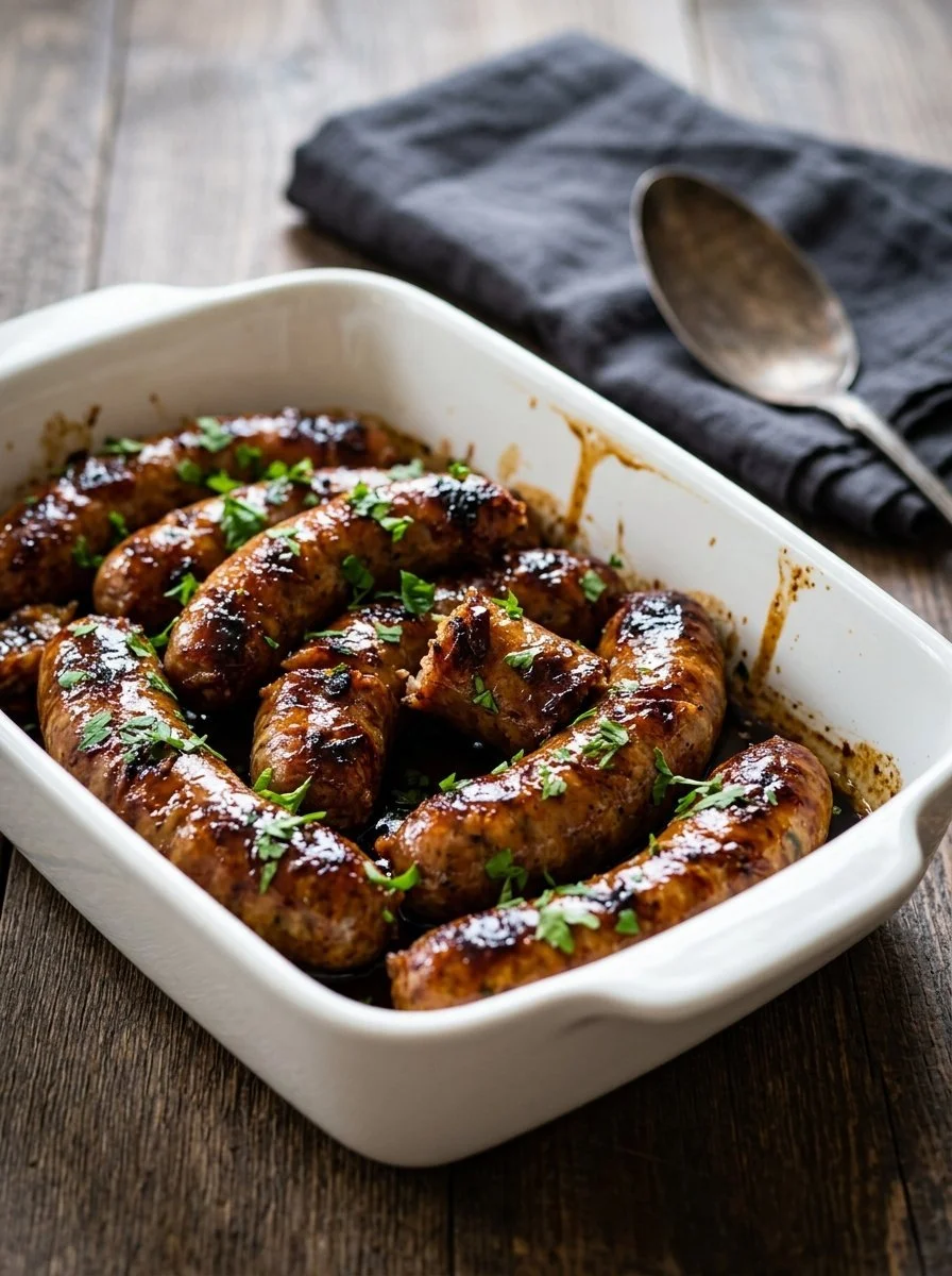 Oven Baked Glazed Honey Garlic Sausages