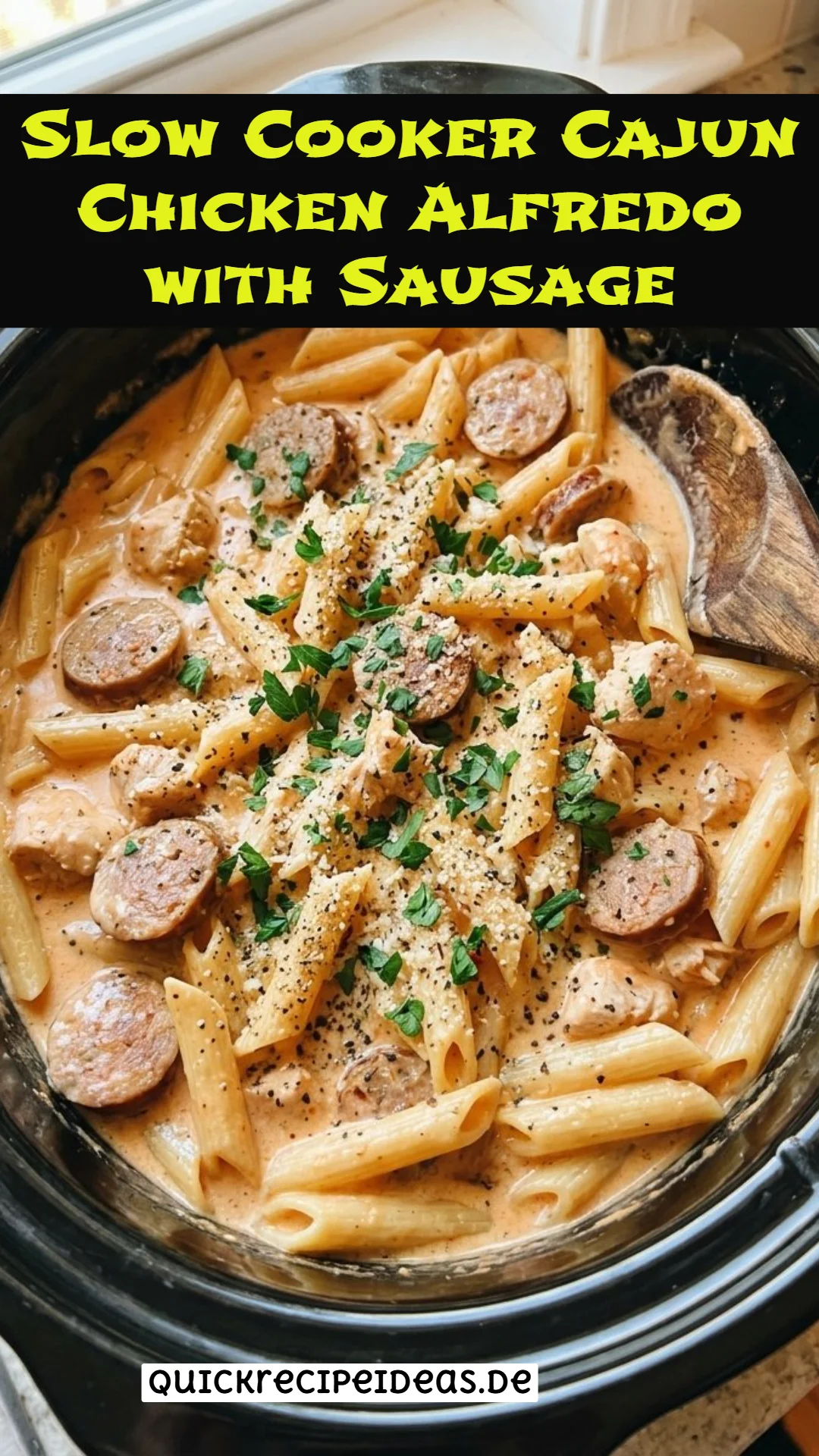 Slow Cooker Cajun Chicken Alfredo with Sausage
